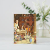 夫人クロースおよび小妖精や小人はクリスマスのクッキーを焼きます シーズンポストカード (スタンド正面)