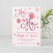 夫人ブライダルシャワーの招待のピンクのバラへの失敗 招待状 (スタンド正面)