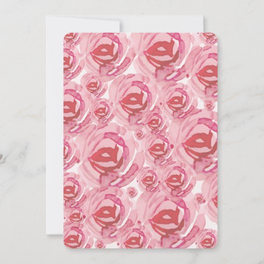 夫人ブライダルシャワーの招待のピンクのバラへの失敗 招待状 (裏面)