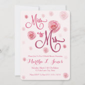 夫人ブライダルシャワーの招待のピンクのバラへの失敗 招待状 (正面)