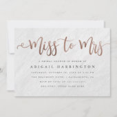 夫人ブライダルシャワーへのシックな大理石及びばら色の金ゴールドの失敗 招待状 (正面)