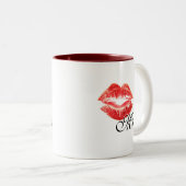 夫人マグ-赤い口紅の唇を搭載する… ツートーンマグカップ (正面右)