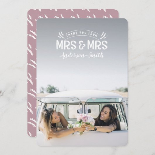 夫人及び夫人結婚式はカード感謝していしています サンキューカード (正面/裏面)