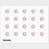 夫人名前 ピンク マーブル ボーダー 記念年 ウェディング ブライド ラウンドシール (シート)