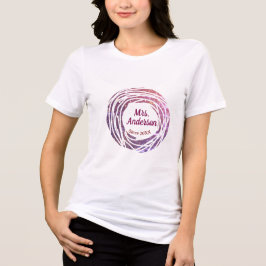 夫人 名前 ピンク マーブル ボーダー 記念年 ウェディング ブライド トライブレンドＴシャツ