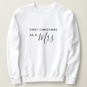夫人Black Script Fontとして初めてのクリスマス スウェットシャツ