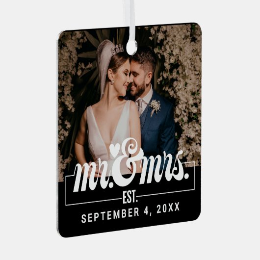 夫妻の贈り結婚物初めてのクリスマス結婚した メタルオーナメント (正面右)