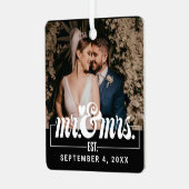 夫妻の贈り結婚物初めてのクリスマス結婚した メタルオーナメント (正面左)