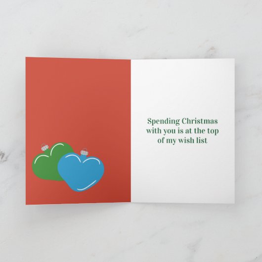 夫妻彼氏ガールフレンドのクリスマス カード (内部)