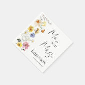 夫妻 |カラフルワイルドフラワー結婚ボホ スタンダードカクテルナプキン (角)