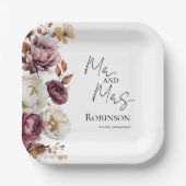 夫妻 | ブルゴーニュフローラ結婚秋 ペーパープレート (正面)