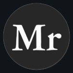 夫妻 |マッエレガントチモダン・カップル ラウンドシール<br><div class="desc">「ミスター・アンド・ミセス」白黒のデザインとエレガントのカップルモダンギフトのマッチング。Itボタンクリックの結婚式の引き出物に最適カスタマイズで、好きな背景色を選択してデザインをカスタマイズし、さらに独自の文字を追加。一致するアイテムはストアでも利用可能。</div>