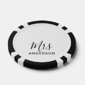 夫妻 |白黒スクリプモダント結婚の ポーカーチップ (シングル)
