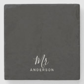 夫妻 |白黒スクリプモダント ストーンコースター (正面)