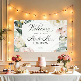 夫妻 | 緑のフローラフレーム結婚の歓迎 横断幕