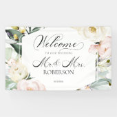 夫妻 | 緑のフローラフレーム結婚の歓迎 横断幕 (横)