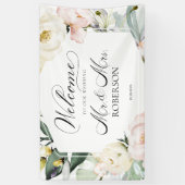 夫妻 | 緑のフローラフレーム結婚の歓迎 横断幕 (縦)