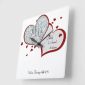 夫妻 | RubyおよびDiamondハート スクエア壁時計 (傾斜)