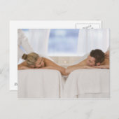 夫婦がマッサージを受ける ポストカード (正面/裏面)