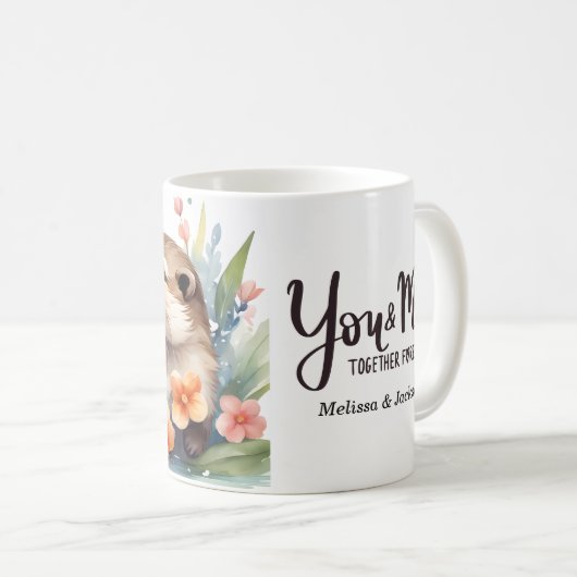 夫婦が永遠キスをするにバレンタイン コーヒーマグカップ (正面右)