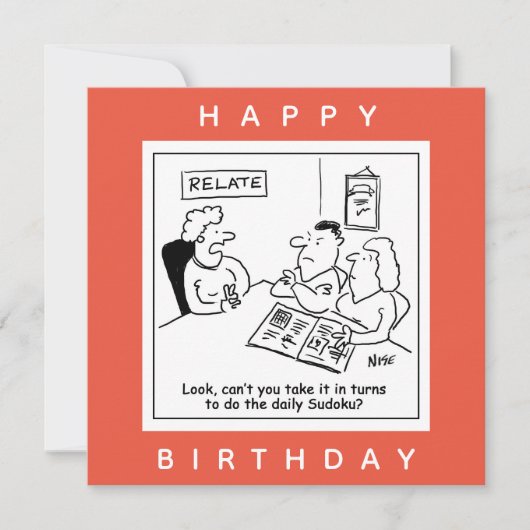 夫婦がSudoku Cartoonについて議論 カード (正面)