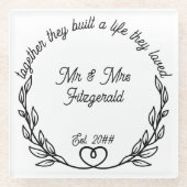 夫婦で築いた 愛に満ちた生活 ガラスコースター (正面)