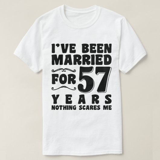 夫婦で57年 結婚面白い Tシャツ (デザイン正面)
