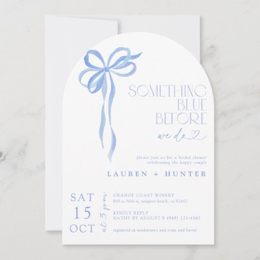 夫婦になる前に何か青くおじぎをする 招待状 (正面)