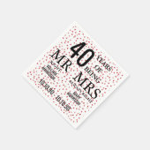 夫婦にぴったり 右側の楽しい40周年ルビー ハート スタンダードカクテルナプキン (角)
