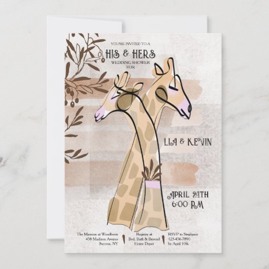 夫婦のためのウェディングシャワー招待状 招待状 (正面)