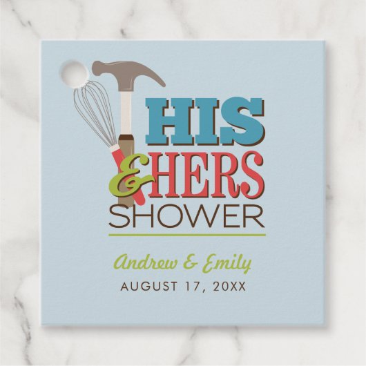 夫婦のためのハンマーと泡立て器のカップルシャワー フェイバータグ (正面)