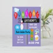 夫婦のためのベイビーシャワー ダッドチェラー レトロボウリングパーティー 招待状 (スタンド正面)