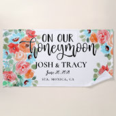 夫婦のための新婚ギフト | 結婚式で名入れ ビーチタオル (正面)