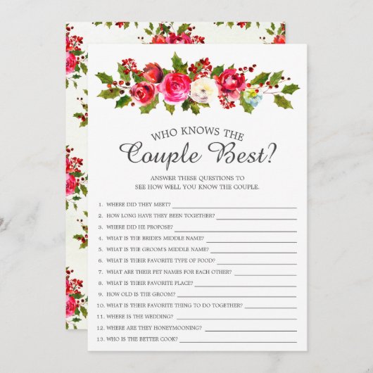 夫婦のフローラゲームを知るホリー最高のブライダル 招待状 (正面/裏面)