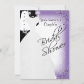 夫婦のブライダルシャワー(紫エレガント) 招待状 (正面)