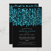 夫婦のモダンウェディングシャワーターコイズ灯 招待状 (正面/裏面)