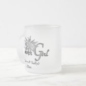 夫婦の名前とデートの花結婚の女の子 フロストグラスマグカップ (正面左)