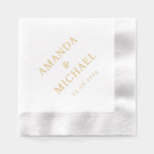夫婦の名前と結婚デートエレガント 箔ナプキン (正面)