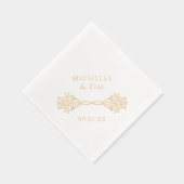 夫婦の名前エレガントなユニークウェディングモダン金ゴールド 箔ナプキン (右)