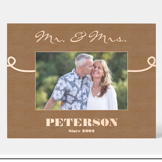 夫婦の木製パーソナライズされた写真枠 レーザー彫刻フレーム