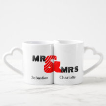 夫婦の赤パーソナライズされたと黒