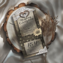 夫婦の馬蹄 ライトのレースのひまわり 結婚式の出欠確認