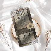 夫婦の馬蹄 ライトのレースのひまわり 結婚式の出欠確認 オールインワン招待状