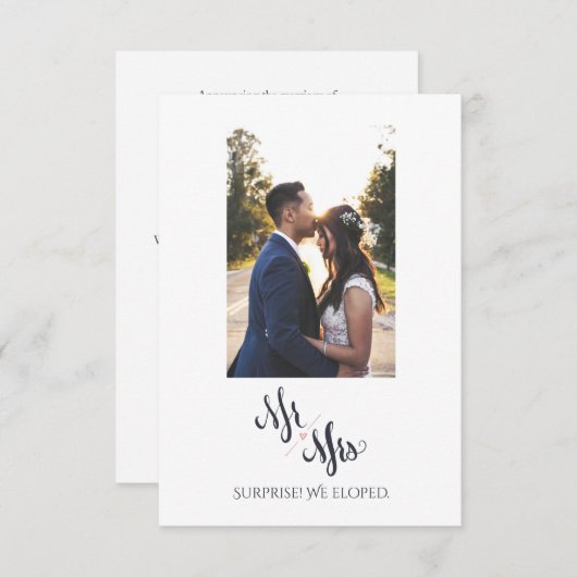 夫婦は結婚のお知らせをシンプルした 案内状 (正面/裏面)