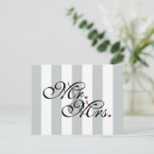 夫婦クリック色付けカスタマイズストライプ人 ポストカード (スタンド正面)