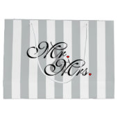 夫婦クリック色付けカスタマイズストライプ人 ラージペーパーバッグ (裏面)