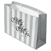 夫婦クリック色付けカスタマイズストライプ人 ラージペーパーバッグ (裏面アングル)