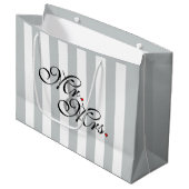 夫婦クリック色付けカスタマイズストライプ人 ラージペーパーバッグ (正面アングル)