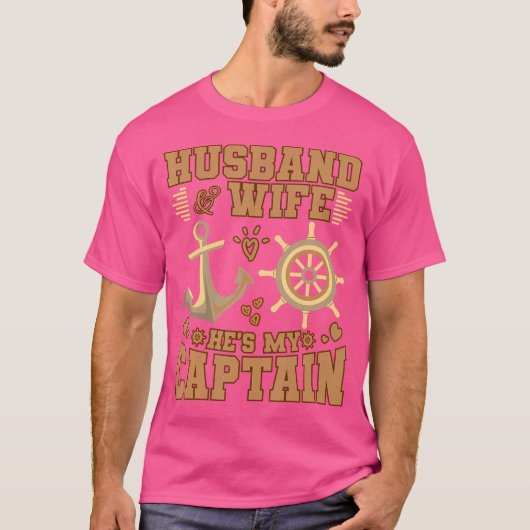 夫婦クルーズパートナー 彼が船長 Tシャツ (正面)