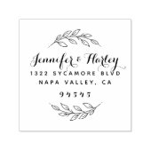 夫婦スタイリッシュの名前 |植物学のラウンドアドレス セルフインキングスタンプ (デザイン)